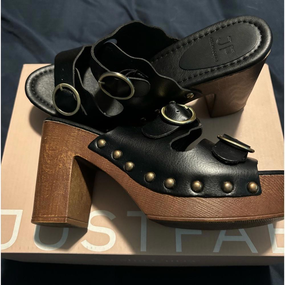 Ayesha Curry by JustFab Black Clog Style Buckled Heeled Sandals size 8